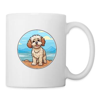 Shih Poo chien race dessin animé Kawaii Clipart chien animal de compagnie - Mug blanc - blanc - Droite