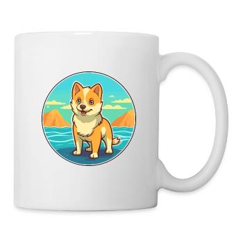 Shikoku Dog Breed Cartoon Kawaii Clipart Dog Pet - Mug - white - Right