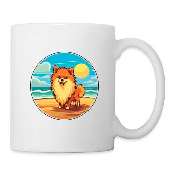 Spitz chien race dessin animé Kawaii Clipart aquarelle - Mug blanc - blanc - Droite
