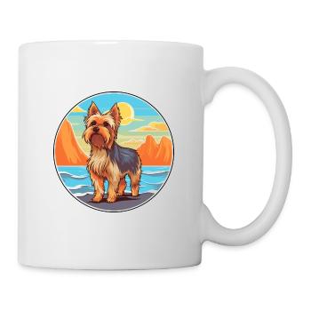 Silky Terrier Hund Rasse Cartoon Kawaii Clipart Hund - Tasse - Weiß - Rechts