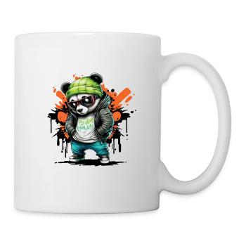 Cool Panda mit grüner Mütze Skater Style für Kids - Tasse - Weiß - Rechts