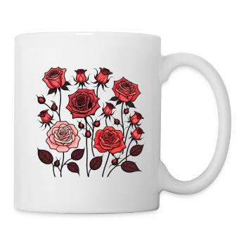 Rote Rosen - Tasse - Weiß - Rechts
