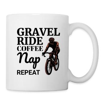 Gravel Ride Kaffee, Nickerchen, Wiederholungsabenteuer warten - Tasse - Weiß - Rechts