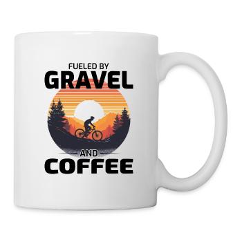 Sunset Gravel Riding: Angetrieben von Schotter und Kaffee - Tasse - Weiß - Rechts