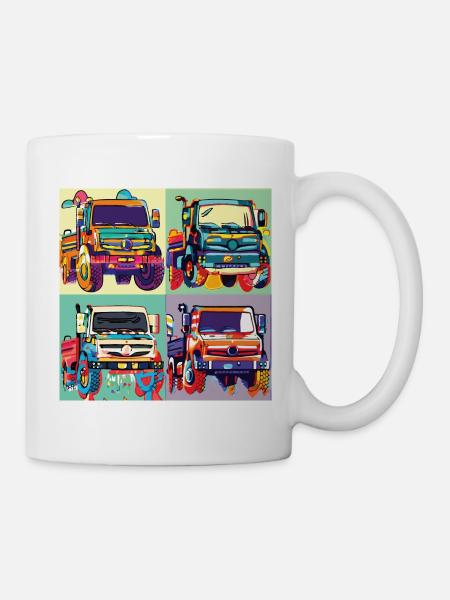 Unimog - Modern - Warhol - Universal Motorgerät - Tasse - Weiß
