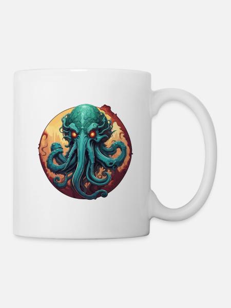 Cthulhu / Demon / Fantasie / Horror / tentakelig - Tasse - Weiß