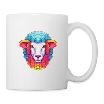 Schaf Buntes Aquarell Cartoon Kawaii Tier - Tasse - Weiß - Rechts