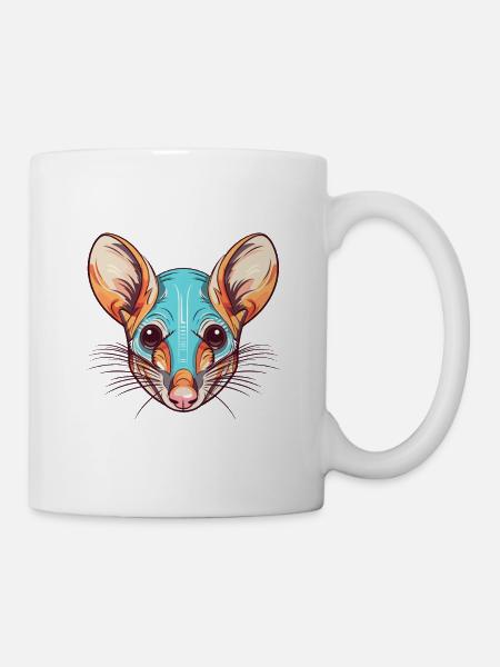 Elefant Spitzmaus Buntes Aquarell Cartoon Kawaii - Tasse - Weiß