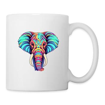 Elefant buntes Aquarell Cartoon Kawaii Tier - Tasse - Weiß - Rechts