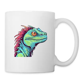 Basilisk Buntes Aquarell Cartoon Kawaii Tier - Tasse - Weiß - Rechts