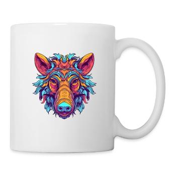 Boar Colorful Watercolor Cartoon Kawaii Animal - Mug - white - Right