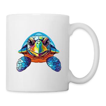 Turtle Colorful Watercolor Cartoon Kawaii Animal - Mug - white - Right