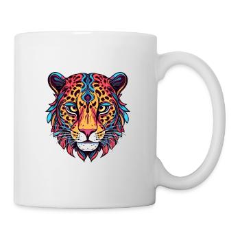 Jaguar Buntes Aquarell Cartoon Kawaii Tier - Tasse - Weiß - Rechts