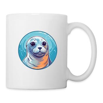 Sceau Aquarelle Colorée Dessin Animé Kawaii Animal - Mug blanc - blanc - Droite