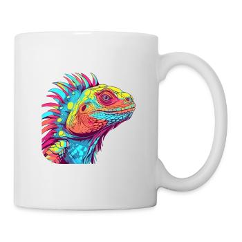 Iguana Colorful Watercolor Cartoon Kawaii Animal - Mug - white - Right