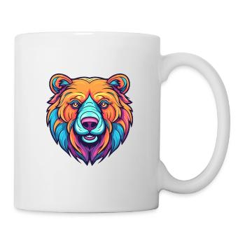 Bär buntes Aquarell Cartoon Kawaii Tier - Tasse - Weiß - Rechts