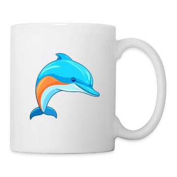 Dolphin Colorful Watercolor Cartoon Kawaii Animal - Mug - white - Right