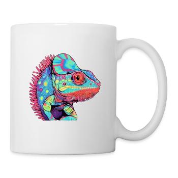 Chamäleon Bunte Aquarell-Karikatur Kawaii Anima - Tasse - Weiß - Rechts