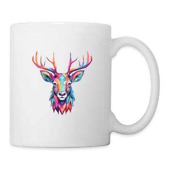 Hirsch buntes Aquarell Cartoon Kawaii Tier - Tasse - Weiß - Rechts