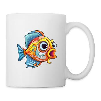 Fish Colorful Watercolor Cartoon Kawaii Animal - Mug - white - Right