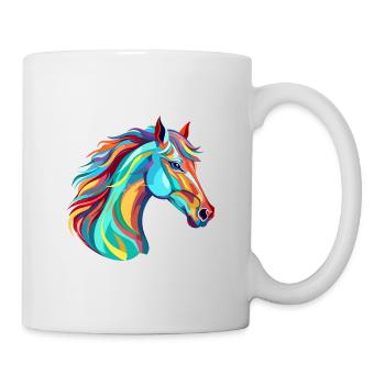 Pferd buntes Aquarell Karikatur Kawaii Tier - Tasse - Weiß - Rechts