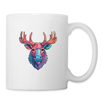 Moose Colorful Watercolor Cartoon Kawaii Animal - Mug - white - Right