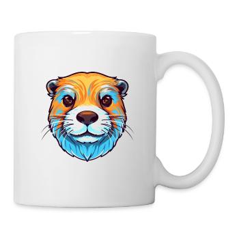 Otter buntes Aquarell Karikatur Kawaii Tier - Tasse - Weiß - Rechts