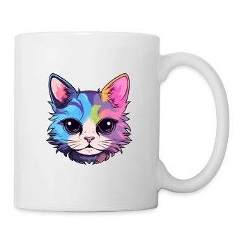 Chaton coloré aquarelle dessin animé kawaii animal - Mug blanc - blanc - Droite