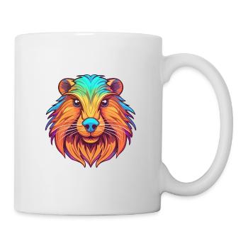 Castor coloré aquarelle dessin animé Kawaii Animal - Mug blanc - blanc - Droite