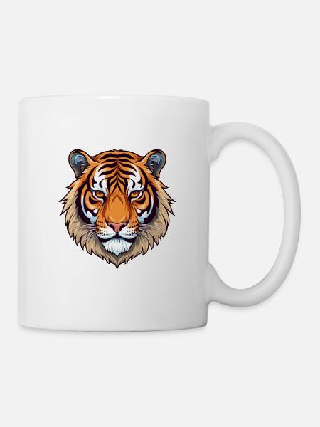 Tiger Buntes Aquarell Cartoon Kawaii Tier - Tasse - Weiß