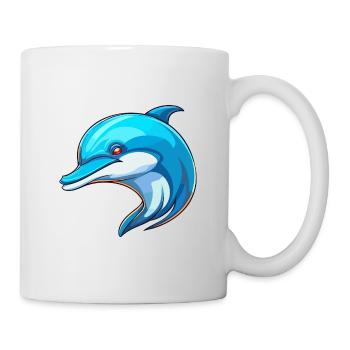 Dolphin Colorful Watercolor Cartoon Kawaii Animal - Mug - white - Right