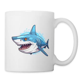 Shark Colorful Watercolor Cartoon Kawaii Animal - Mug - white - Right