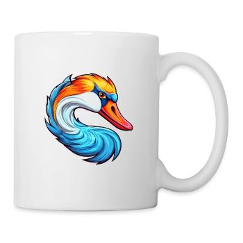 Schwan Buntes Aquarell Cartoon Kawaii Tier - Tasse - Weiß - Rechts