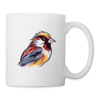 Sperling Buntes Aquarell Cartoon Kawaii Tier - Tasse - Weiß - Rechts