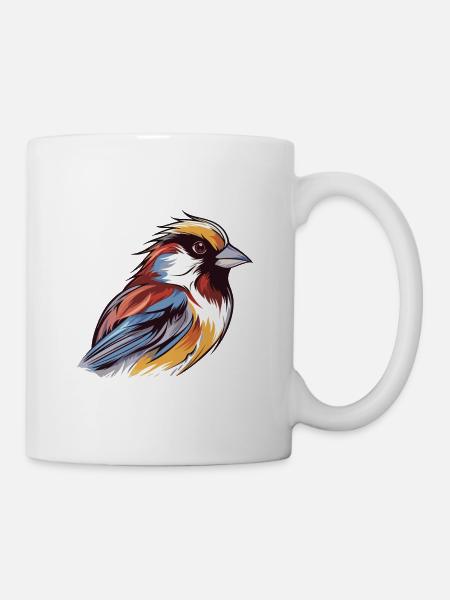 Sperling Buntes Aquarell Cartoon Kawaii Tier - Tasse - Weiß