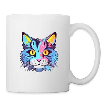 Katze buntes Aquarell Cartoon Kawaii Tier - Tasse - Weiß - Rechts
