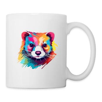 Ferret Colorful Watercolor Cartoon Kawaii Animal - Mug - white - Right