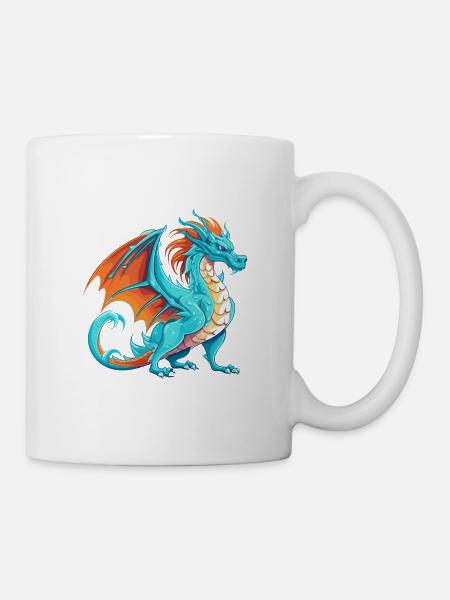 Drache Buntes Aquarell Cartoon Kawaii Tier - Tasse - Weiß