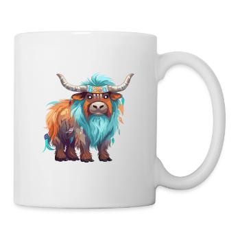Yak Colorful Watercolor Cartoon Kawaii Animal - Mug - white - Right