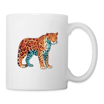 Jaguar Buntes Aquarell Cartoon Kawaii Tier - Tasse - Weiß - Rechts