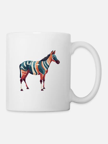 Okapi Buntes Aquarell Cartoon Kawaii Tier - Tasse - Weiß