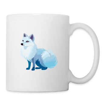 Arktisfuchs Bunte Aquarell-Karikatur Kawaii Anim - Tasse - Weiß - Rechts