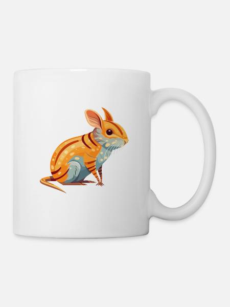 Elefant Spitzmaus Buntes Aquarell Cartoon Kawaii - Tasse - Weiß