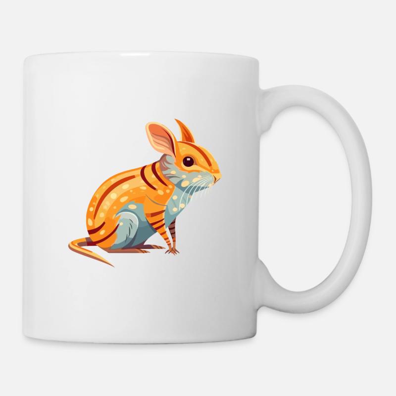 Elefant Spitzmaus Buntes Aquarell Cartoon Kawaii - Tasse - Weiß