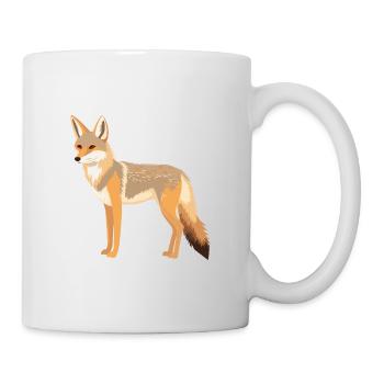 Kojote Buntes Aquarell Cartoon Kawaii Tier - Tasse - Weiß - Rechts