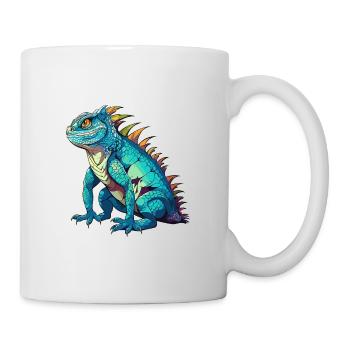 Basilisk Buntes Aquarell Cartoon Kawaii Tier - Tasse - Weiß - Rechts