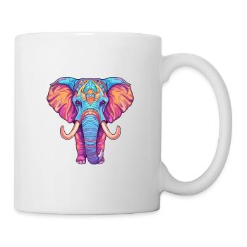 Elefant buntes Aquarell Cartoon Kawaii Tier - Tasse - Weiß - Rechts