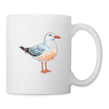 Seagull Colorful Watercolor Cartoon Kawaii Animal - Mug - white - Right