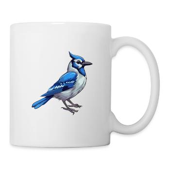 Blue Jay Colorful Watercolor Cartoon Kawaii Animal - Mug - white - Right