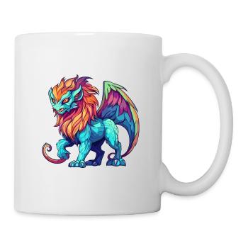 Manticore Aquarelle Colorée Dessin Animé Kawaii Anima - Mug blanc - blanc - Droite